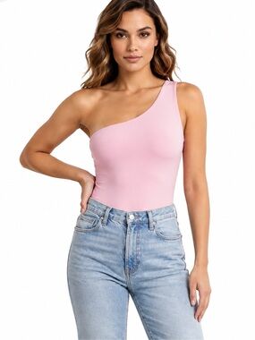 Abercrombie & Fitch One-Shoulder Bodysuit Pink Soft A&F Collection - Women’s M